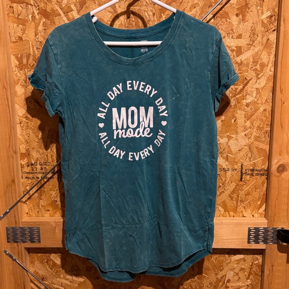 Way To Celebrate Tops - Teal 'Mom Mode' Short Sleeve Tee